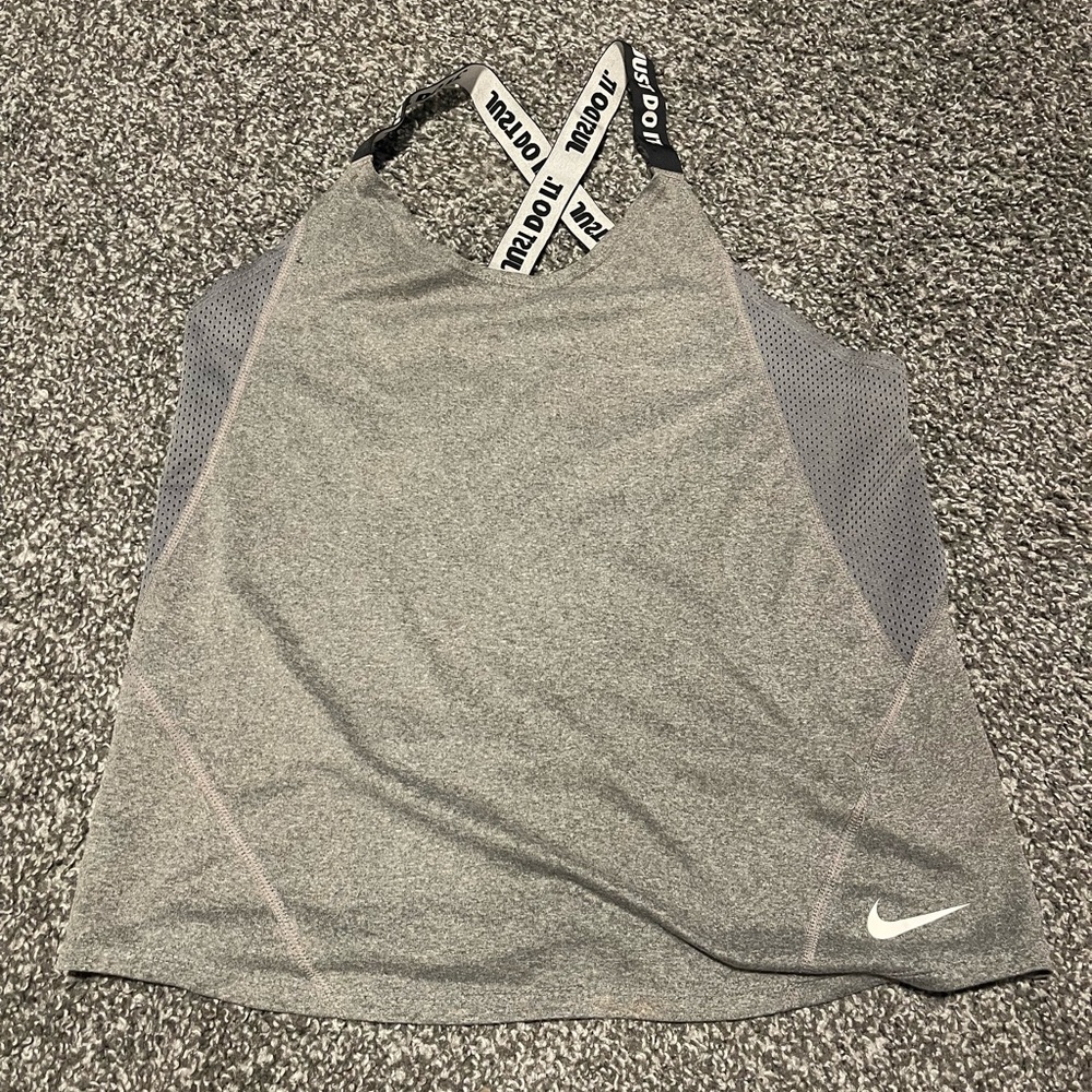 Nike Heather Gray Tank with Logo Straps